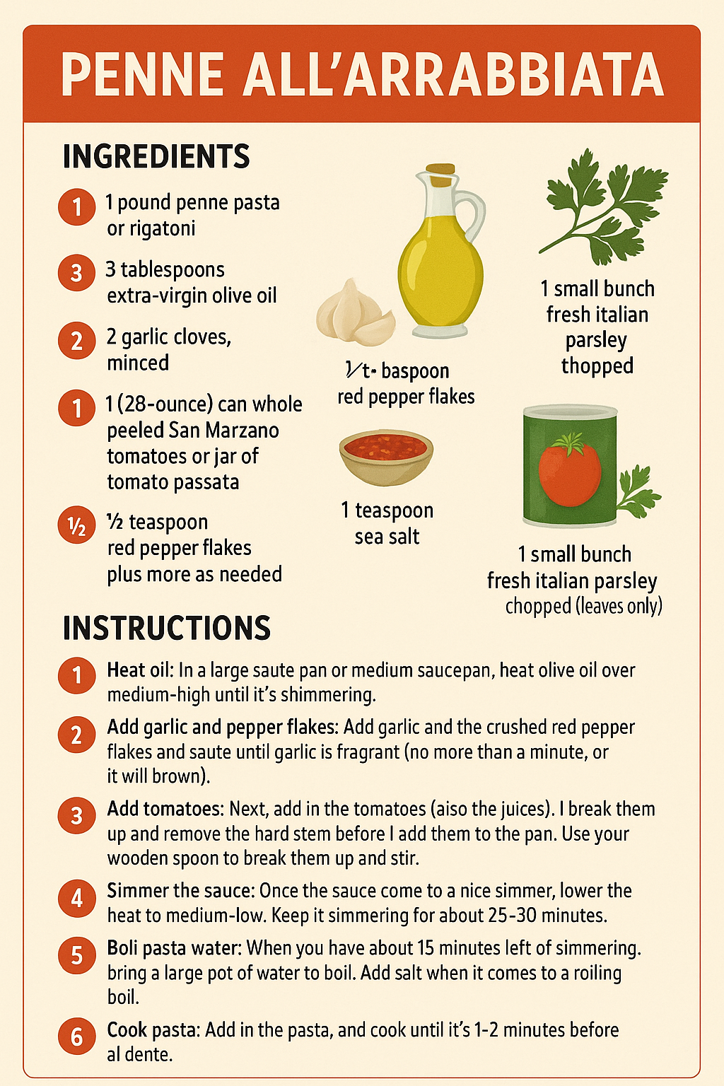 Vegan arrabbiata pasta in white bowl with parsley