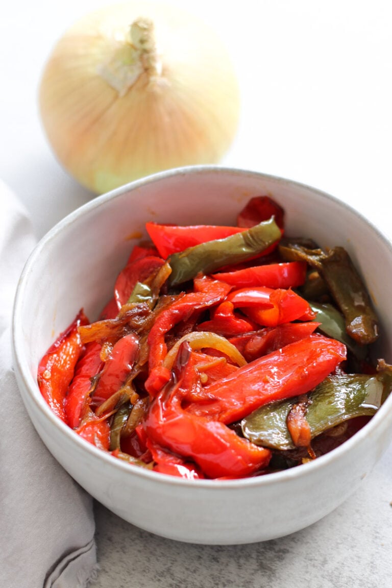 peperonata in a white bowl