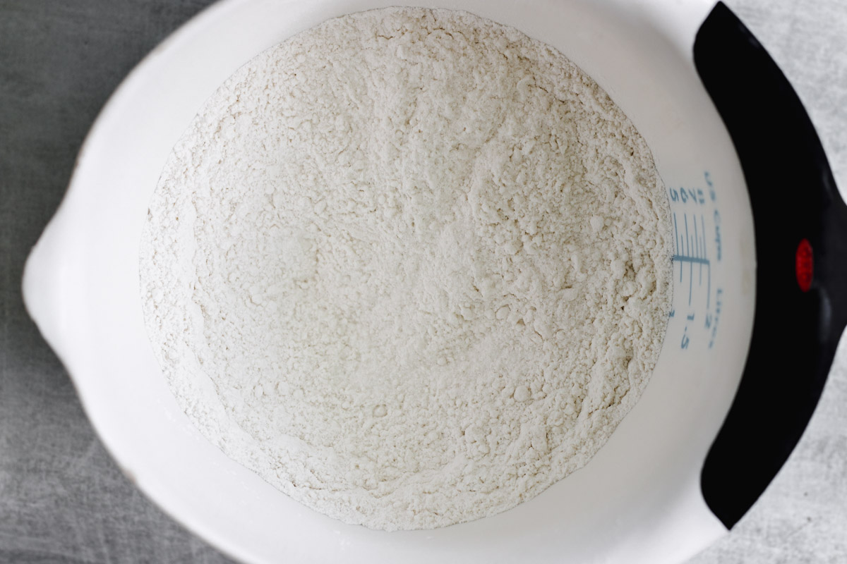 image of dry ingredients in a mixing bowl.