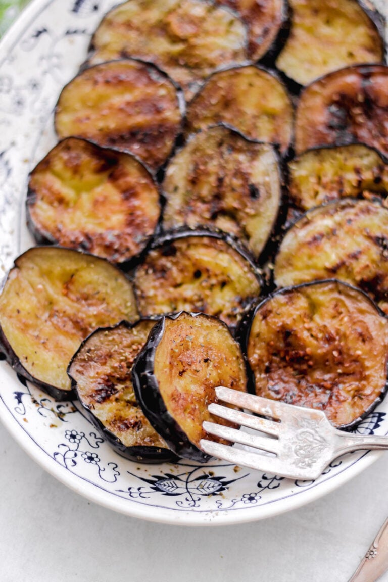 grilled eggplants on a dish