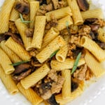 Ground turkey and pumpkin pasta.
