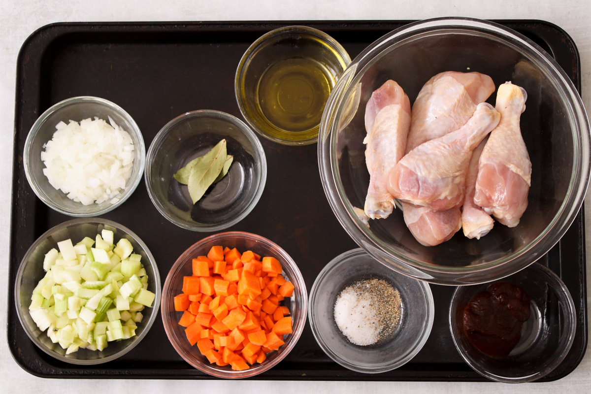 ingredients to make chicken soup.