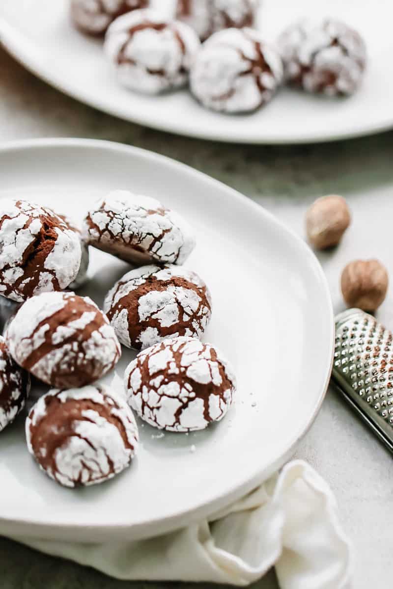 close-up image of Tetù cookies on a white dish.