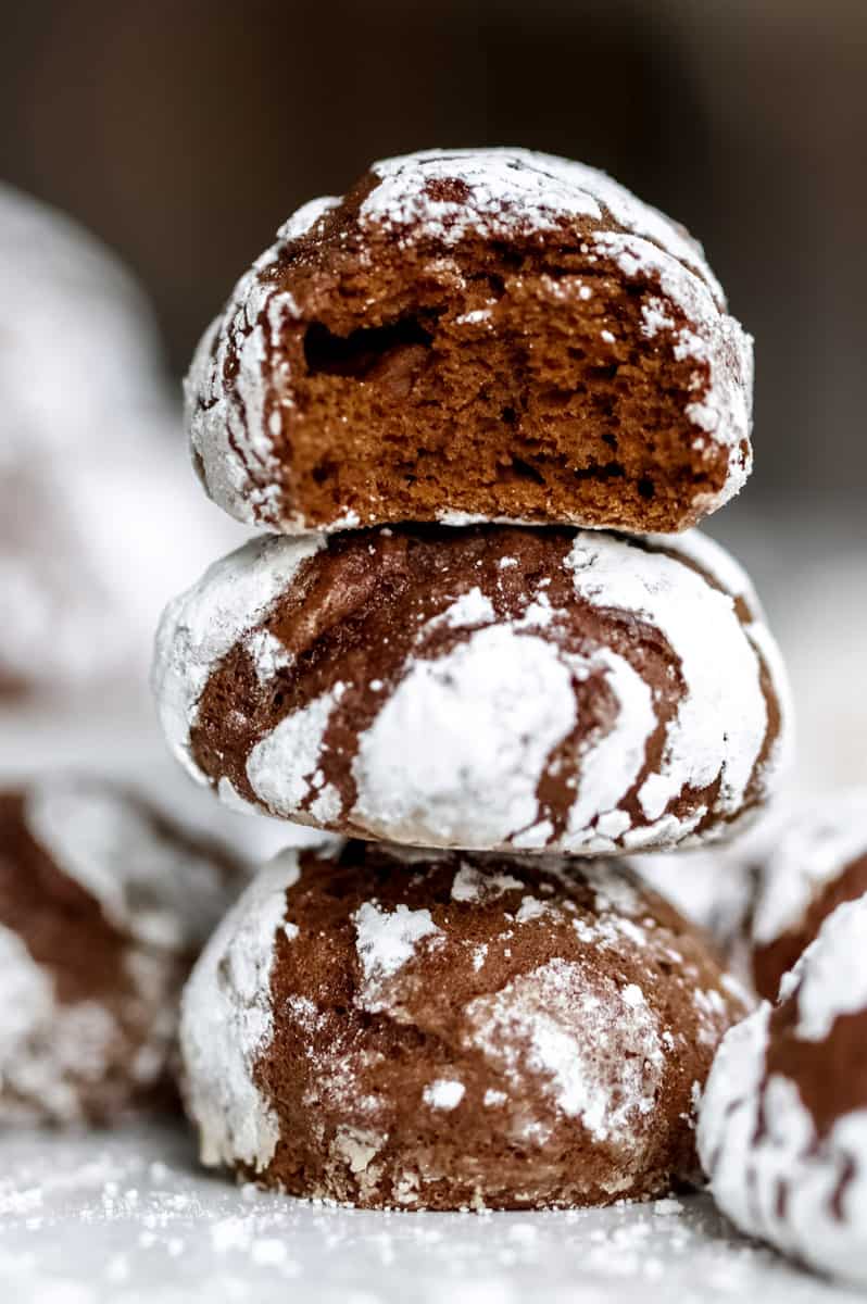 close up image of Italian chocolate spice cookies.