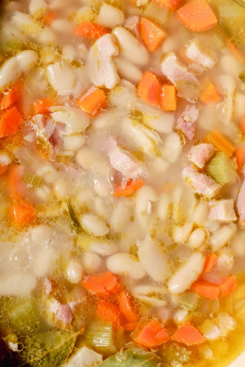close-up of tuscan white bean soup