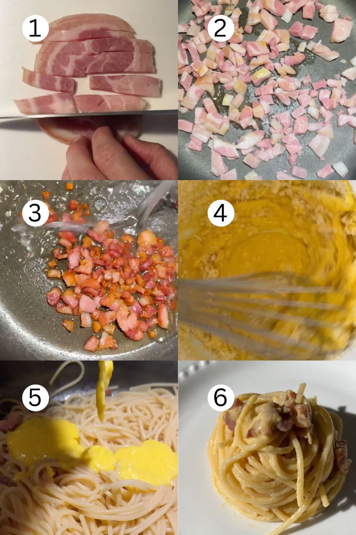 Carbonara step-by-step.
