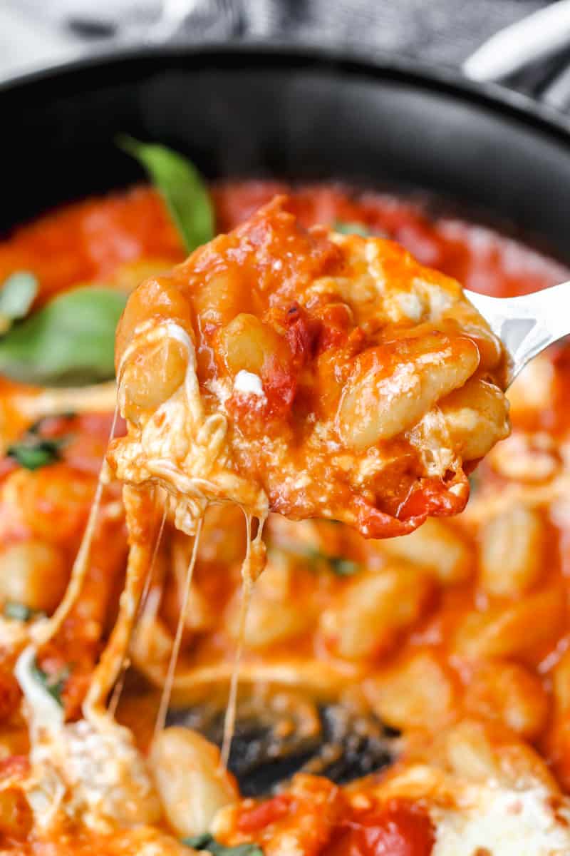 Closeup of Gnocchi being scooped.