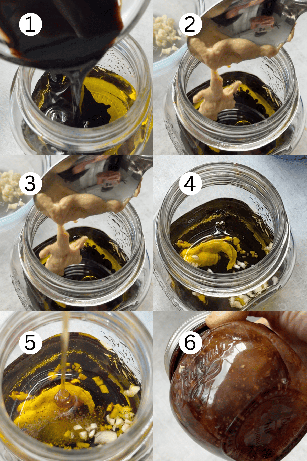 collage of images of making Italian dressing.