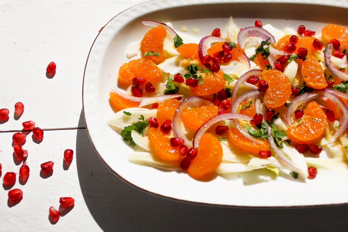 closeup image of fennel salad.