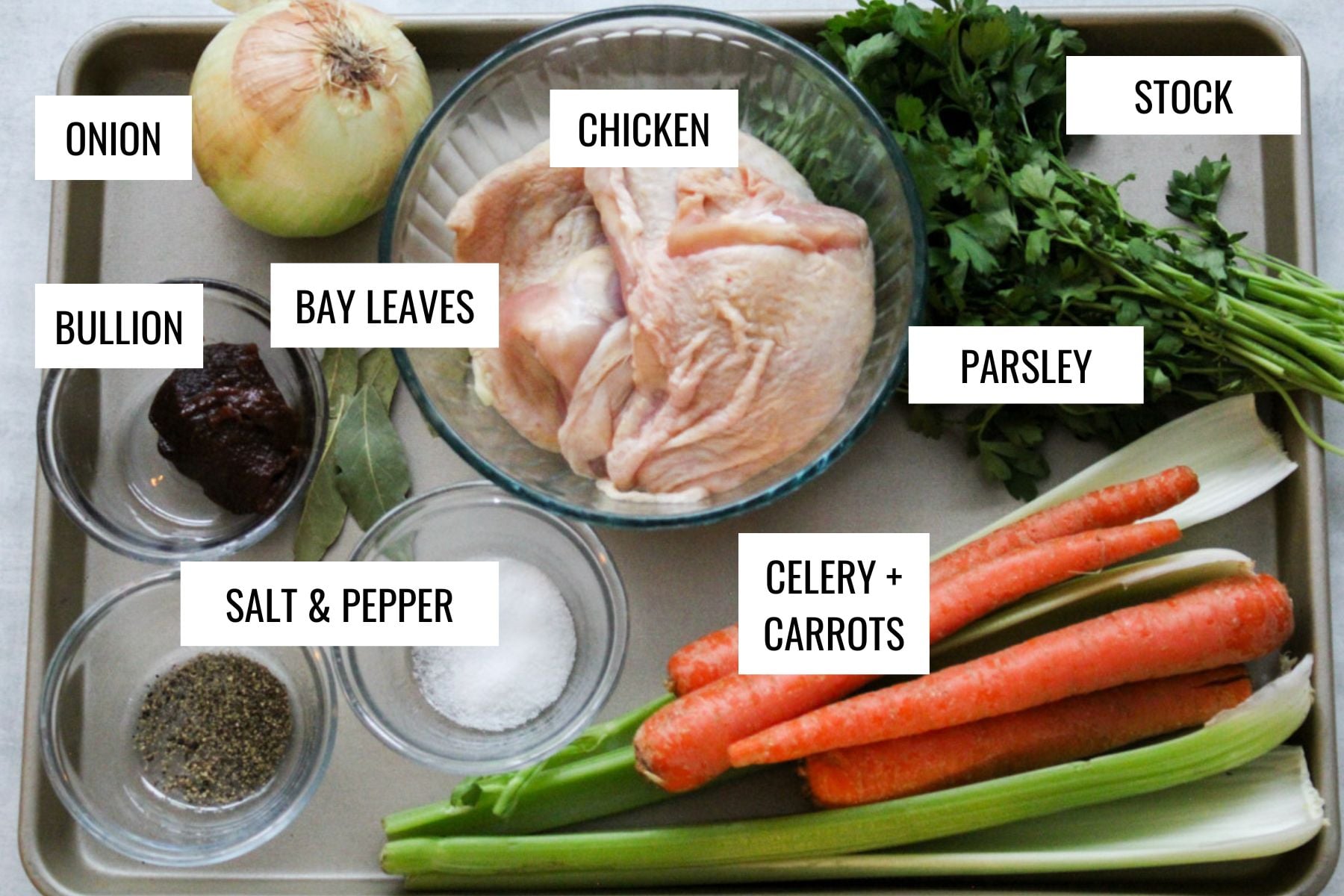 Pastina soup ingredients.