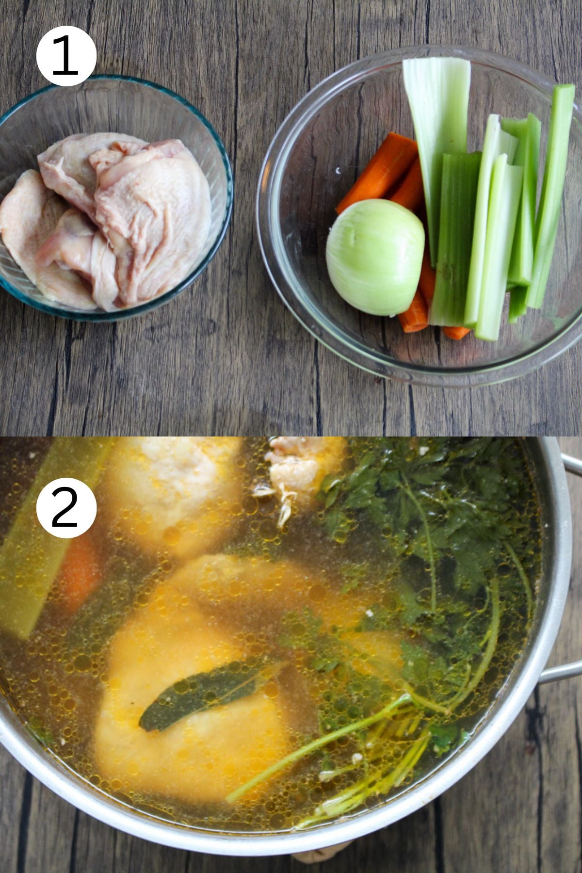 Step by step pastina soup instructions.