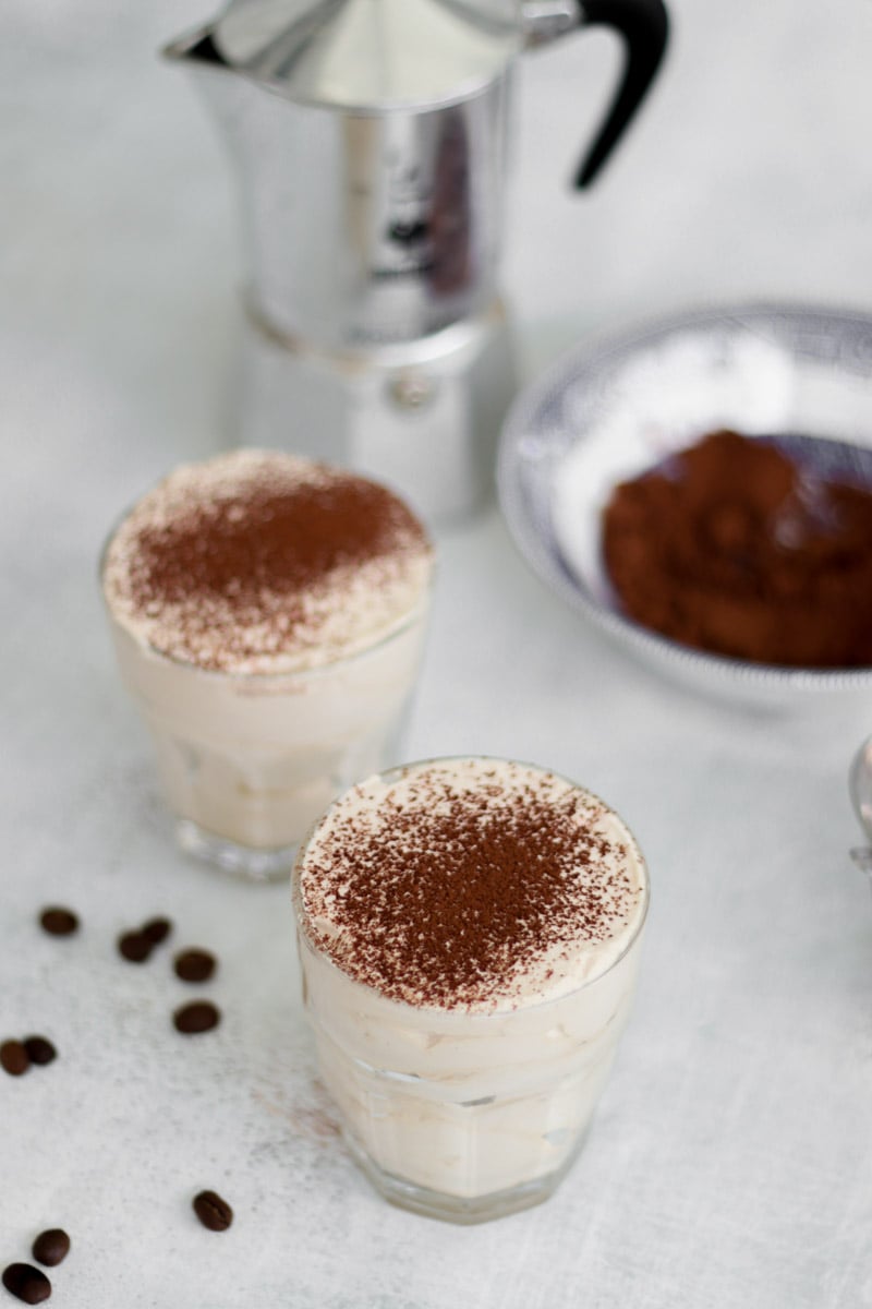 close-up image of coffee cream in glasses.