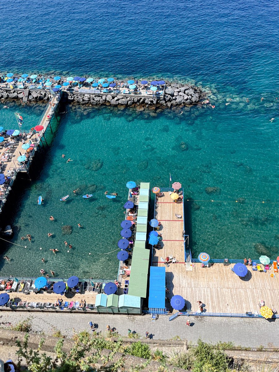 Sorrento’s Marina Grande beach with colorful fishing boats and seafood restaurants