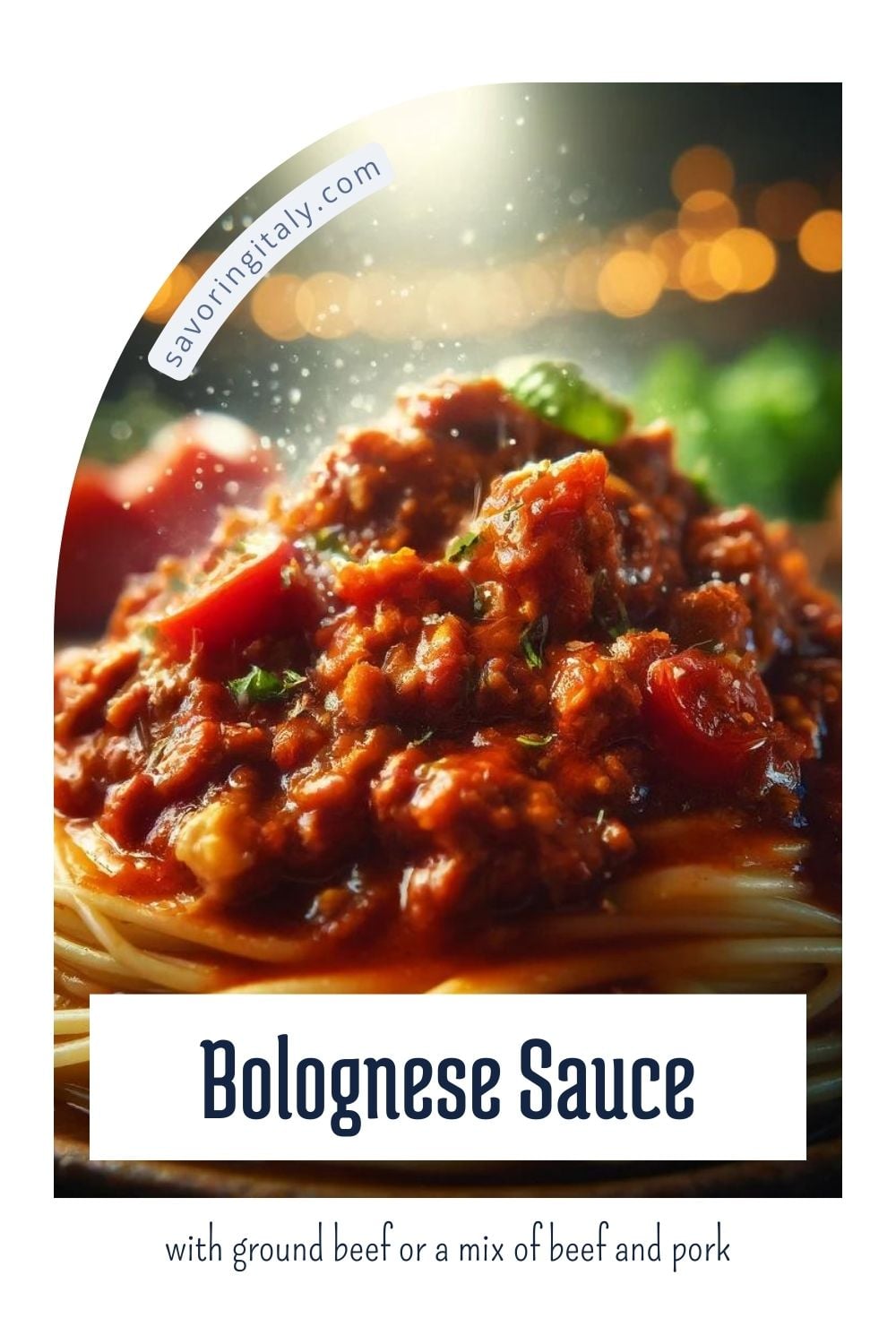 A high-resolution photograph featuring a bowl of spaghetti topped with a hearty meat sauce made from ground beef or a mix of beef and pork. The image is titled "What to Serve with Spaghetti," making it ideal for those searching for "What to serve with spaghetti." The rich, savory sauce is generously ladled over the perfectly cooked spaghetti, garnished with fresh basil and Parmesan cheese. This visually appealing dish highlights a classic Italian meal, perfect for pairing with side dishes like garlic bread, salads, or roasted vegetables. Great for food bloggers, recipe developers, and anyone looking to enhance their content with delicious spaghetti meal ideas.