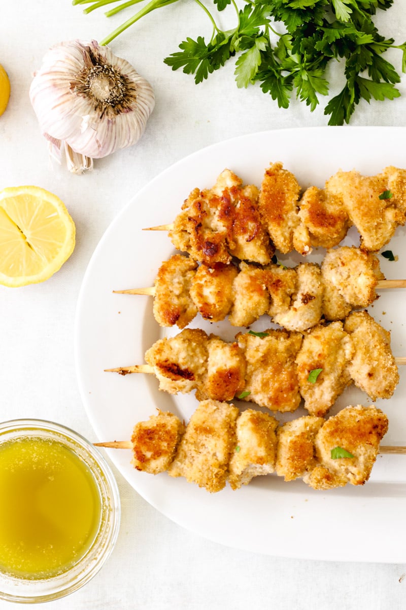 overhead image of chicken spiedini