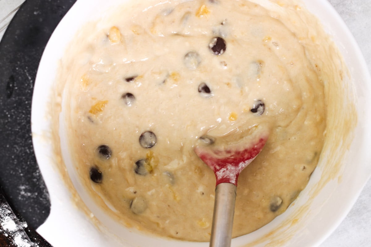 image of mixing banana bread mix.