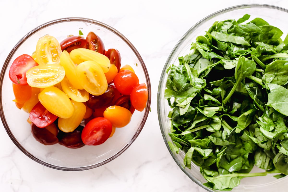 Egg white fritita overhead image ingredients.