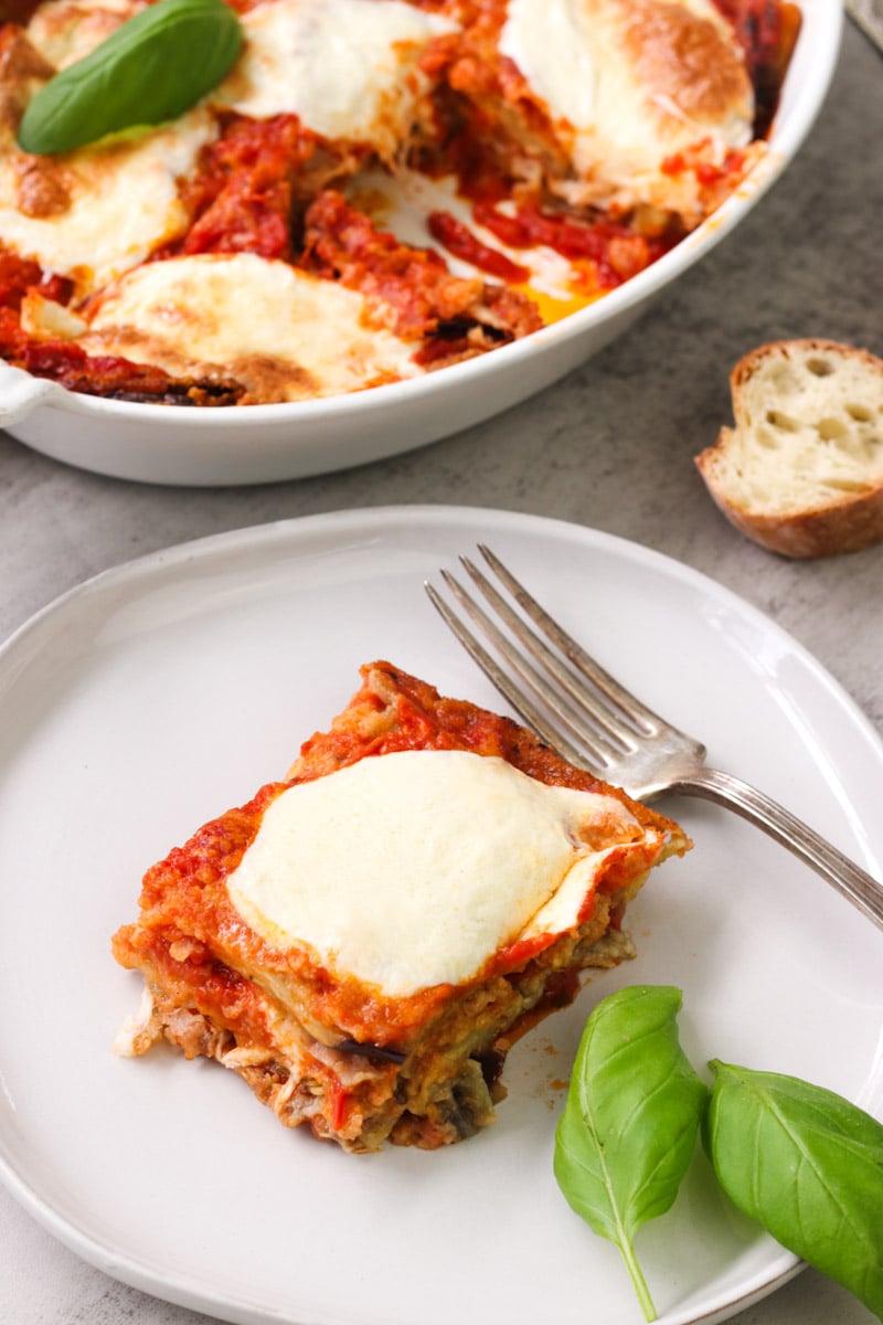 close up image of Parmigiana di Melanzane (Traditional Eggplant Parmigiana)
