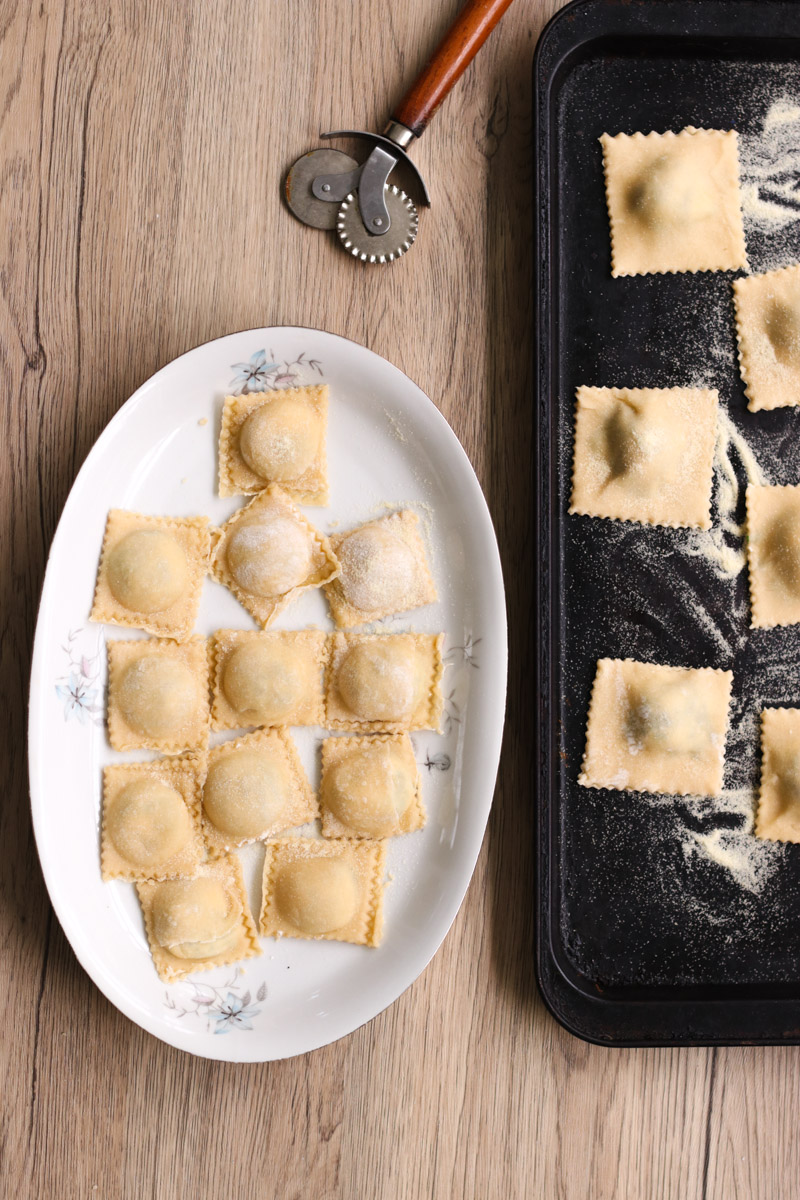 overhead image of making homemade ravioli.