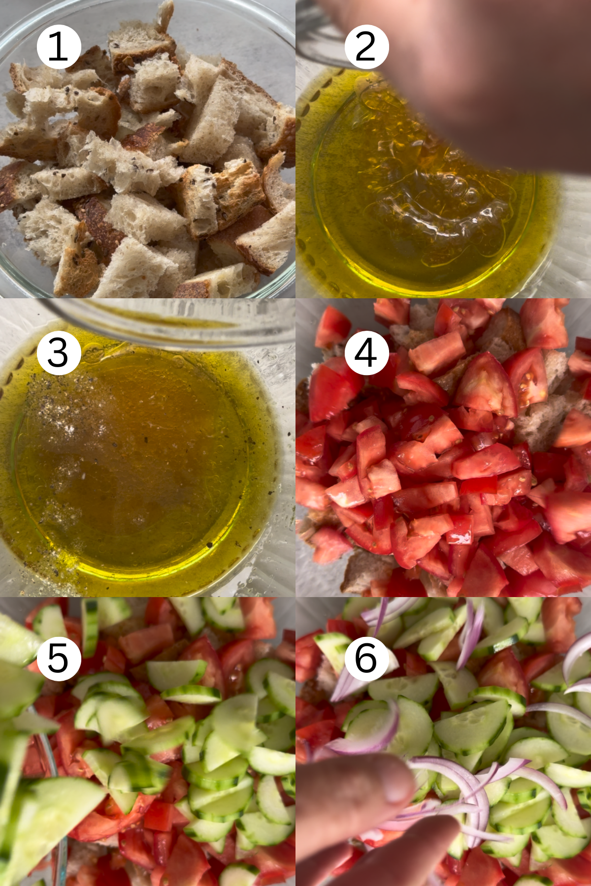 Panzanella step by step.