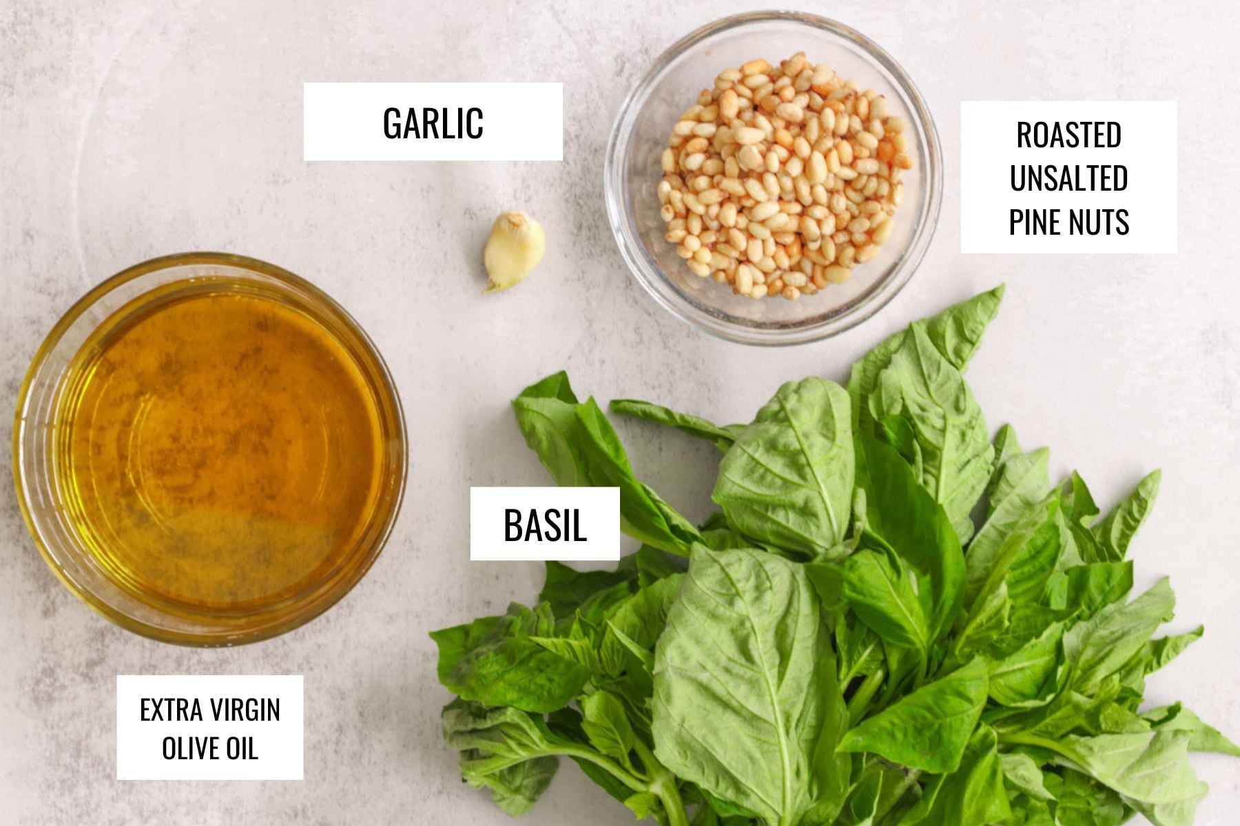 Pesto Ingredients overhead shot.