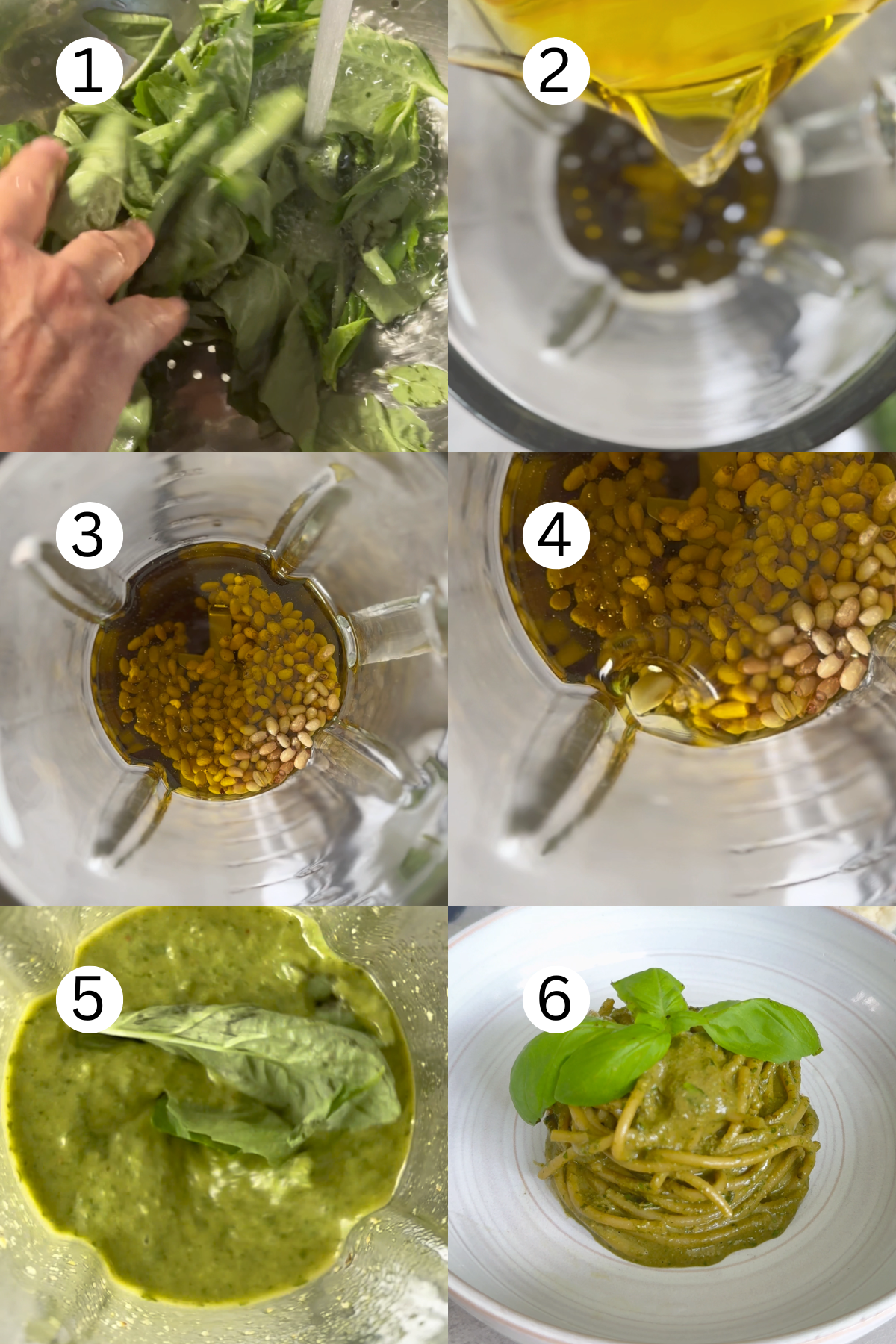 Pesto pasta recipe and ingredients step by step.