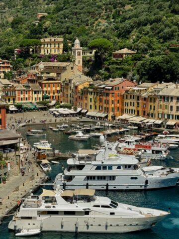 Portofino landscape image with yachts.