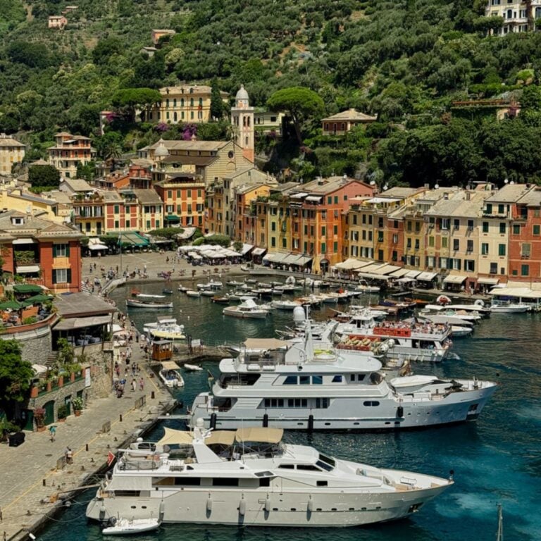 Portofino landscape image with yachts.