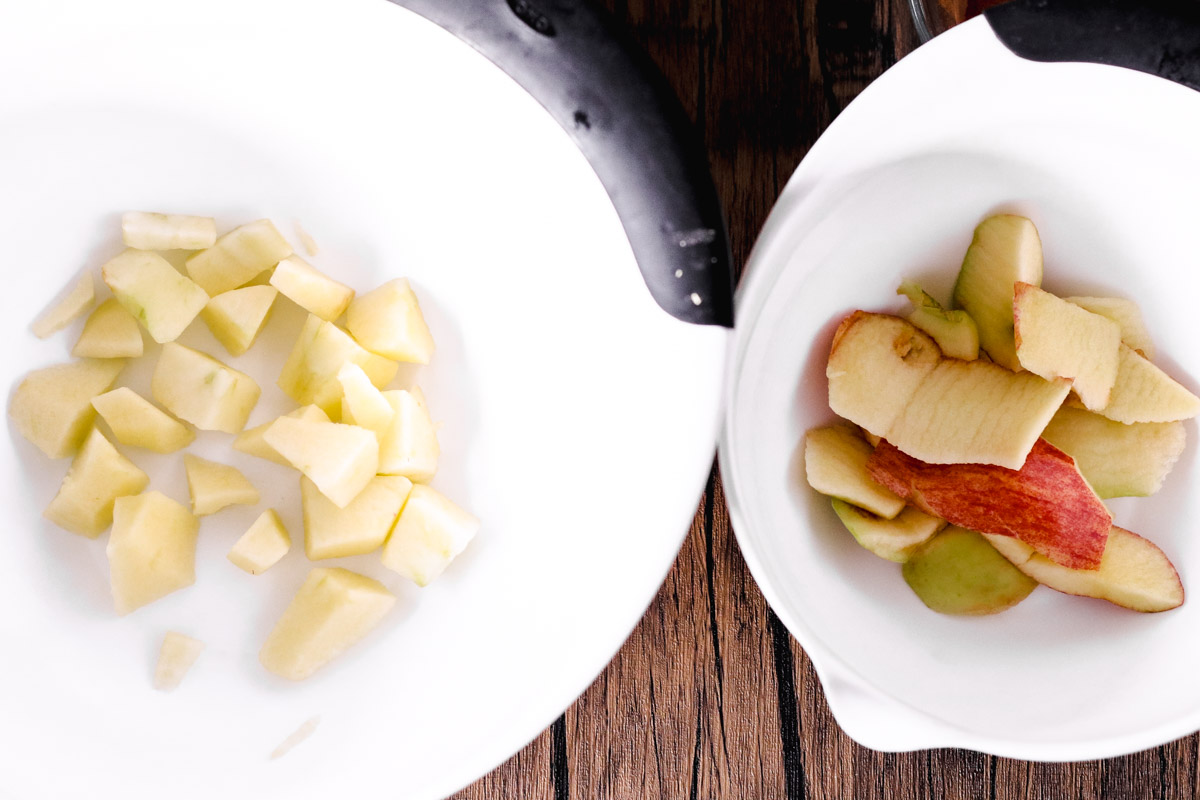close up image of cutting apples.