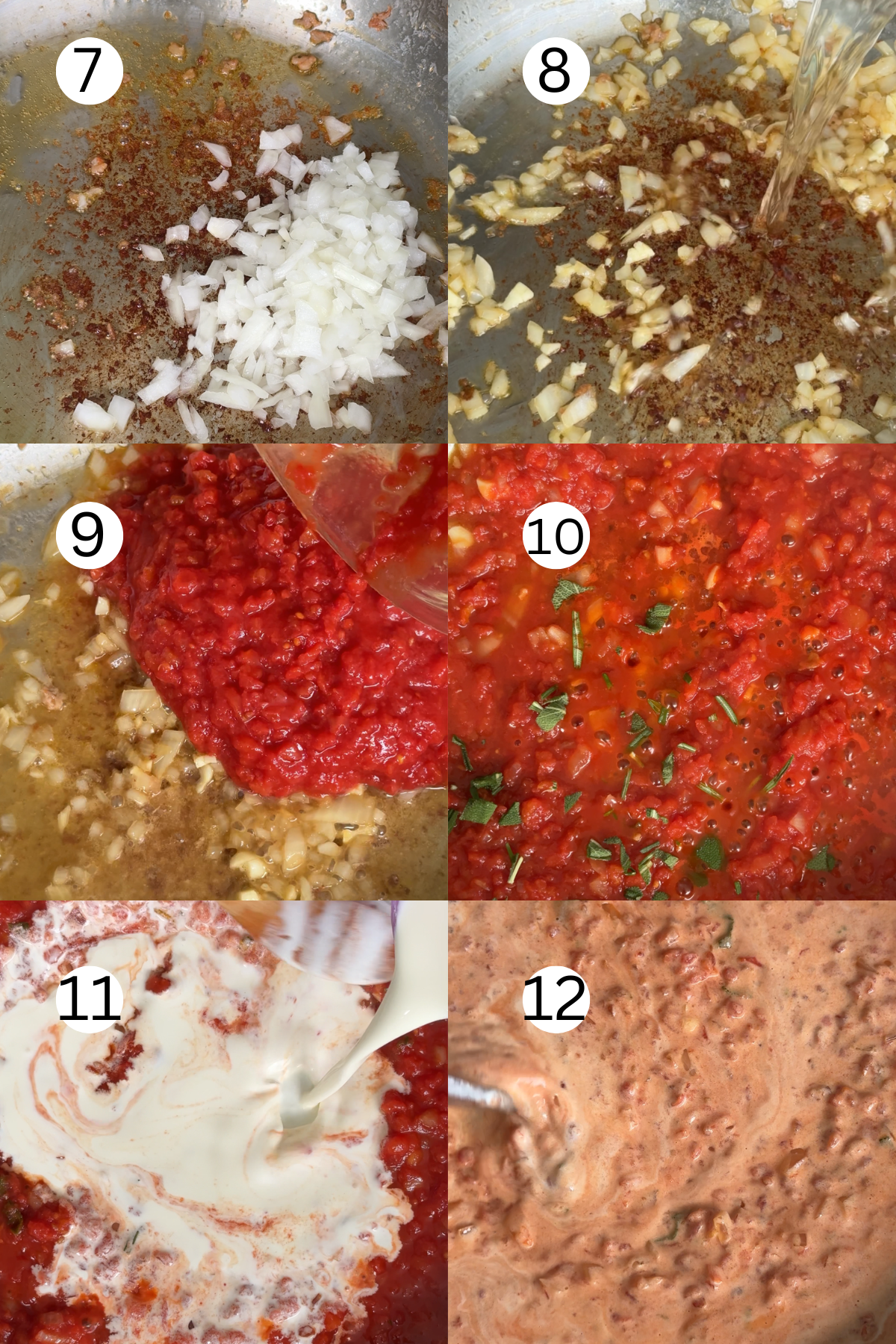 Sausage rigatoni step by step.