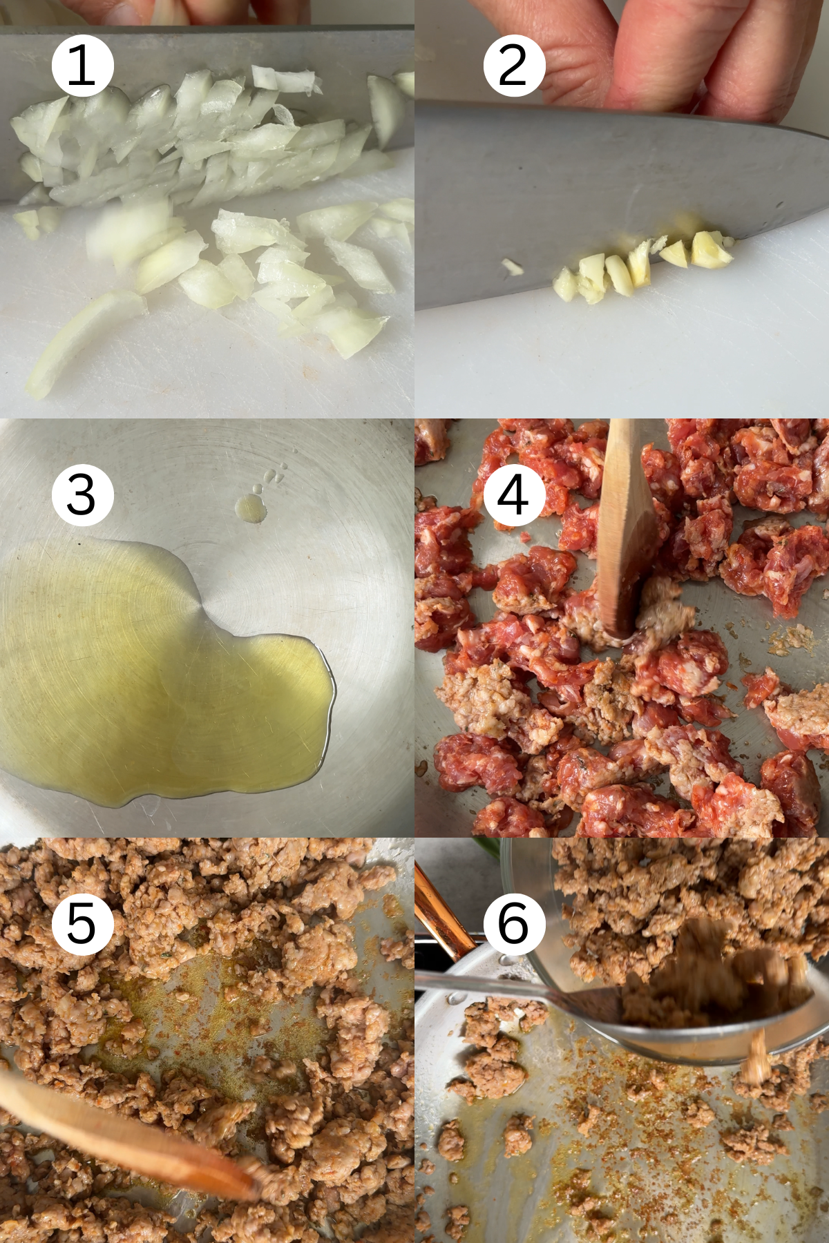 Sausage rigatoni step by step.