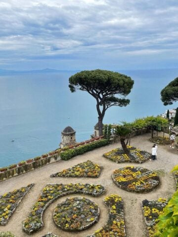 View from Ravello over the Amalfi Coast coastline at golden hour