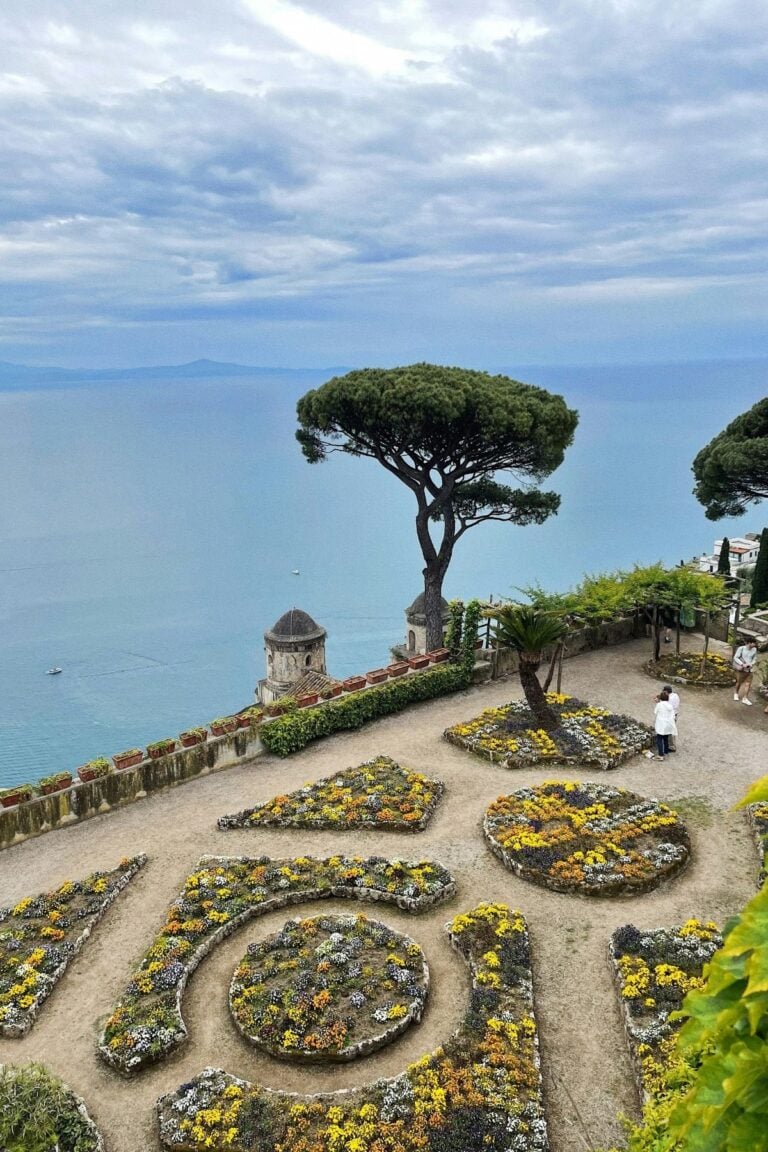View from Ravello over the Amalfi Coast coastline at golden hour