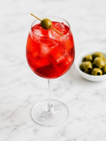 Venetian spritz on a marble counter.
